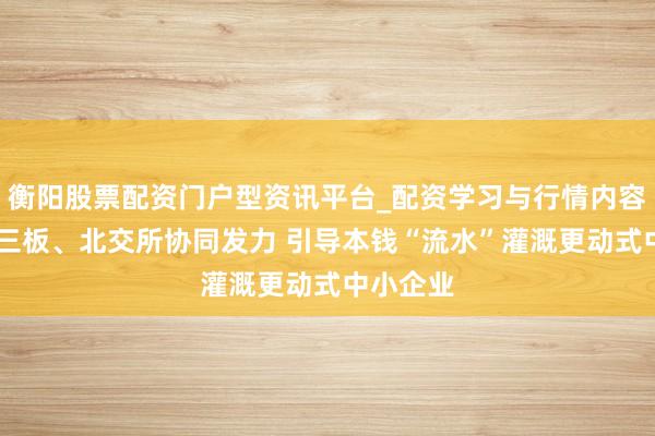衡阳股票配资门户型资讯平台_配资学习与行情内容汇总 新三板、北交所协同发力 引导本钱“流水”灌溉更动式中小企业