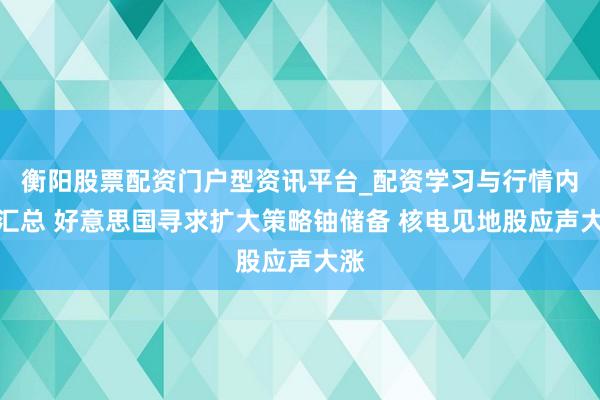 衡阳股票配资门户型资讯平台_配资学习与行情内容汇总 好意思国寻求扩大策略铀储备 核电见地股应声大涨