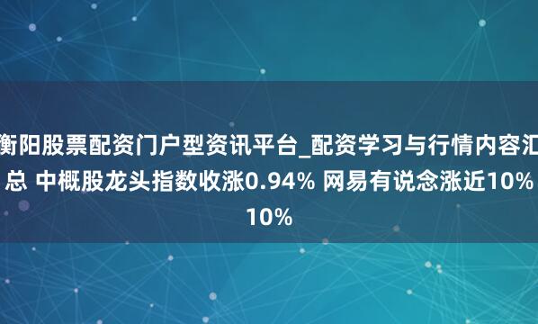 衡阳股票配资门户型资讯平台_配资学习与行情内容汇总 中概股龙头指数收涨0.94% 网易有说念涨近10%